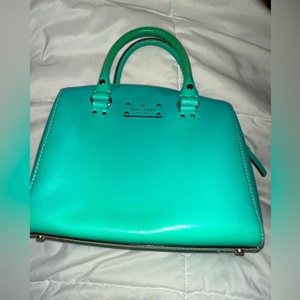 Kate Spade Wellesley Alessa blue shoulder bag leather preppy